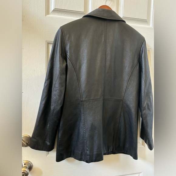 Wilsons Black 100% Leather 4-Button Career Casual Coat/Jacket Women's Size M - Picture 4 of 8